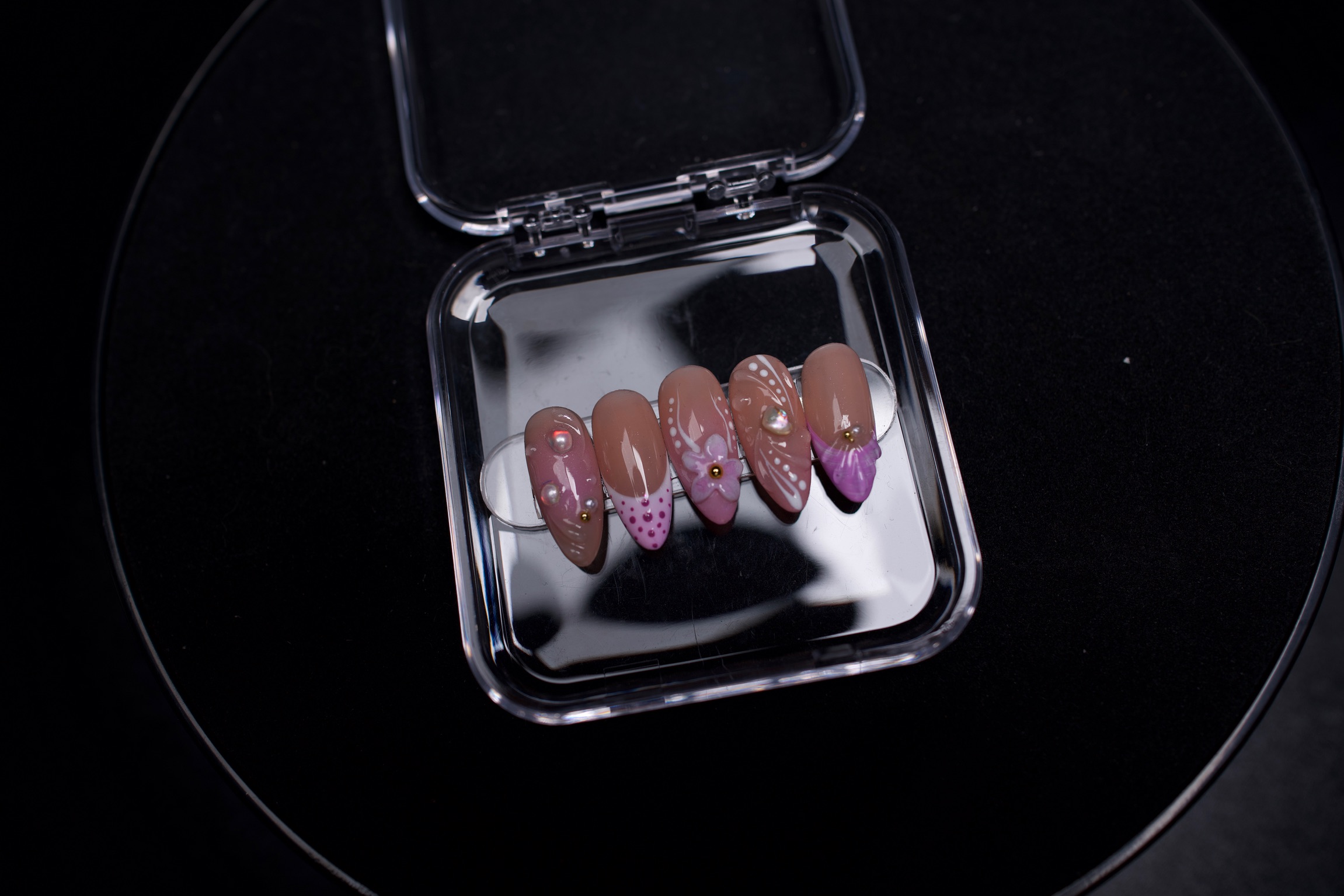 Blushed Marble press-on nail set